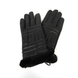 NEW UGG WOMEN'S LEATHER QUILTED LOGO TECH GLOVES